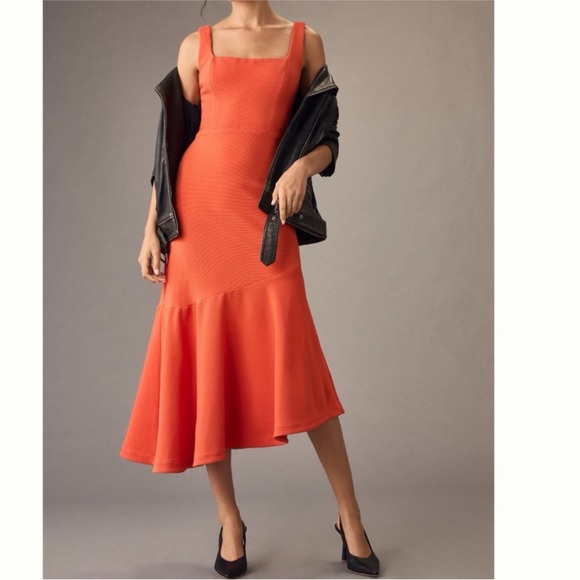 Anthropologie Dresses & Skirts - NWT Anthropologie Ariana Square Neck Asymmetrical Ruffle Hem Dress Womens L